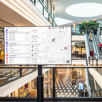 Der Mobilitätsmonitor steht in den Arkaden in Münster.