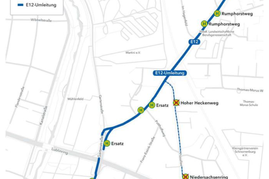 Bis voraussichtlich Januar 2025 Piusallee Busse fahren langfristig