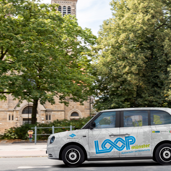 Unter dem Namen Loop Münster fahren die Kleinbusse ab 1. September durch Münsters Süden (Fotomontage).