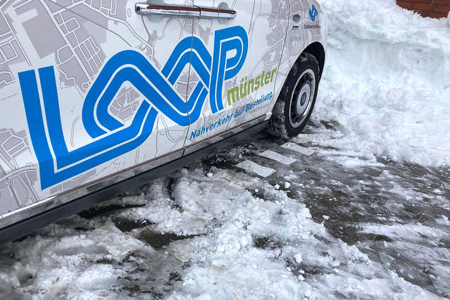 Nach zweieinhalb Tagen schneebedingter Unterbrechung ist LOOP seit Mittwoch wieder unterwegs. Gestartet sind die Kleinbusse bei bestem Wetter.