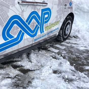 Nach zweieinhalb Tagen schneebedingter Unterbrechung ist LOOP seit Mittwoch wieder unterwegs. Gestartet sind die Kleinbusse bei bestem Wetter.