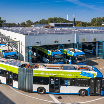 Flotte deutlich erweitert: Sechs neue Elektrobusse fahren in diesen Tagen erstmals auf Münsters Straßen.