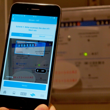 Mit der kostenlosen münster:app kann der Zählerstand per Smartphone-Kamera erfasst und an die Stadtwerke übermittelt werden.